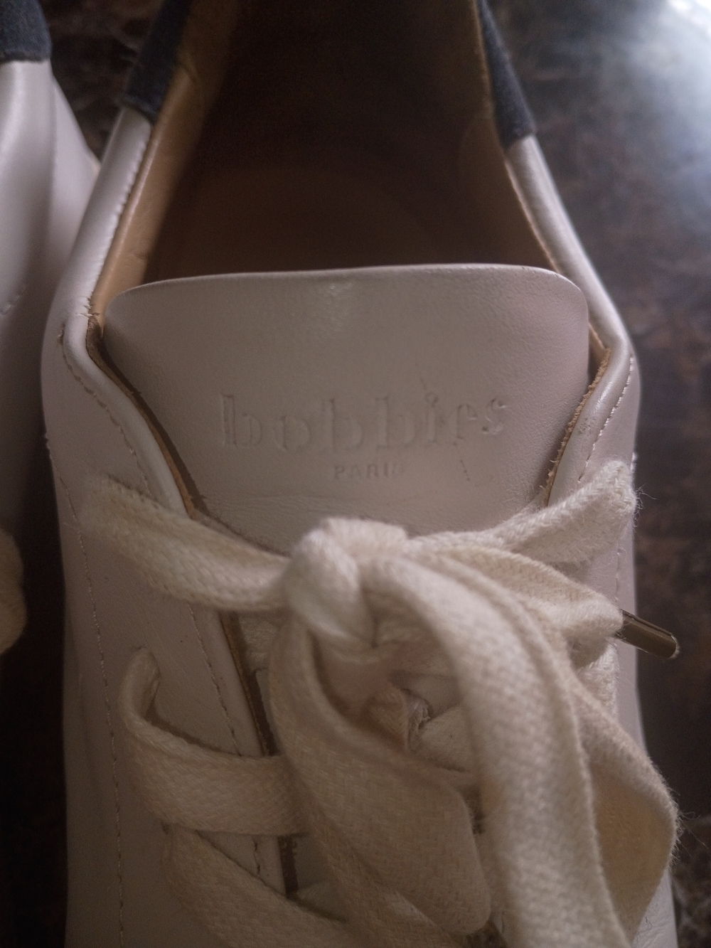 Men’s White Leather Low-Top Sneakers with Gray Heel Accent - Picture 2 of 11